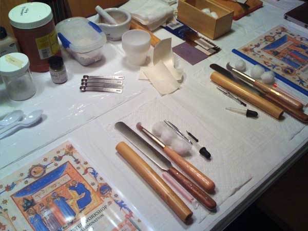 Gilding tools and supplies required at the Master Class