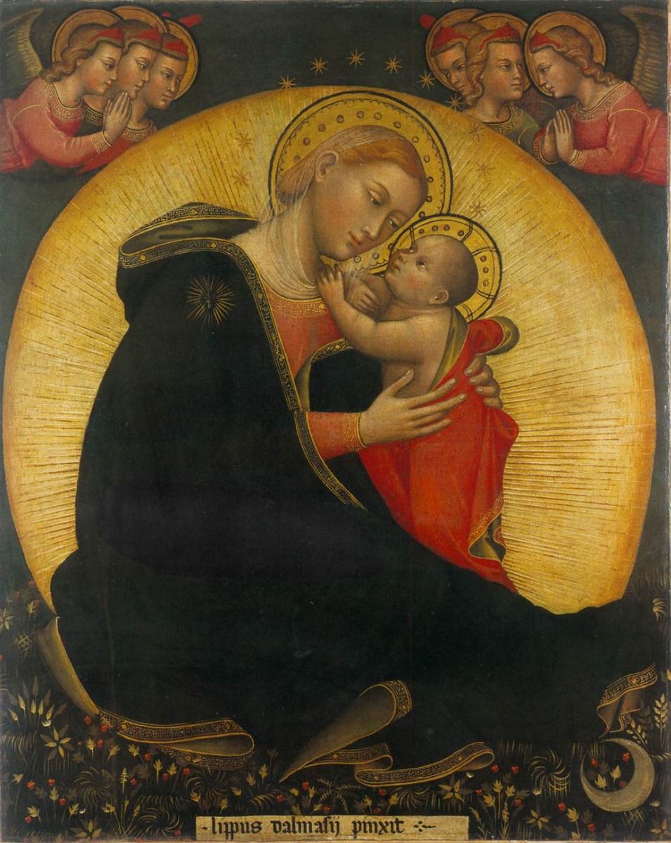 Lippo di Dalmasio (b. circa 1350, Bologna, d. 1410, Bologna), Madonna of Humility, c. 1390, egg tempera on canvas, 110 x 88 cm (43 in x 34.6 in), National Gallery, London